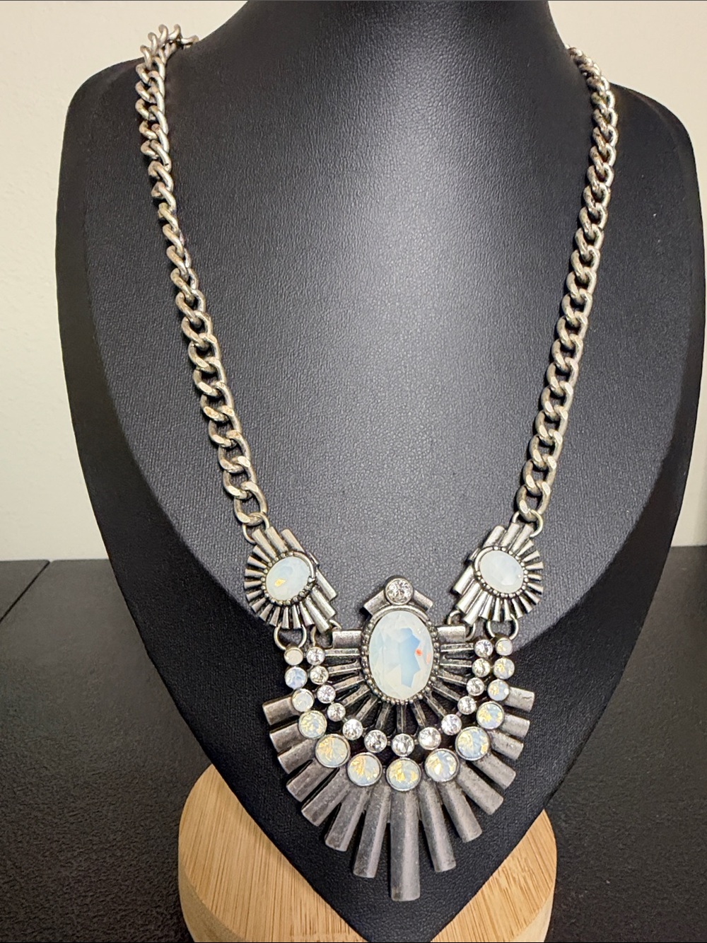 Silver-Tone Opal Statement Necklace - Women Jewelry
